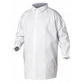 KleenGuard A20 Lab Coat, SMMMS, Hook-and-Loop Closure, White, L, 30 PK