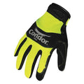 Mechanics Gloves, Synthetic Leather Palm, S, High Visibility Yellow/Black