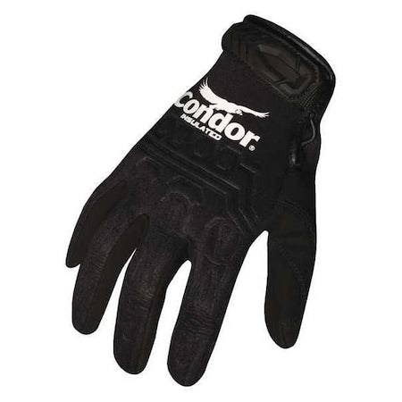 Mechanics Gloves, Synthetic Leather Palm, M, Black