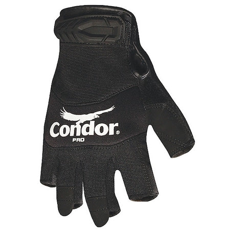 Mechanics Gloves, Synthetic Leather Palm, S, Black