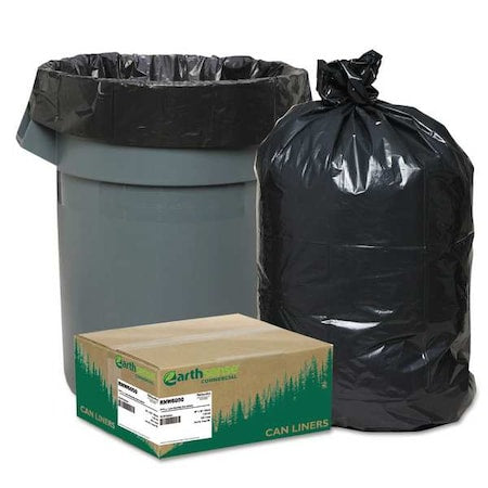 60 gal Recycling Liners, 38 in x 58 in, Extra Heavy-Duty, 1.25 mil, Black