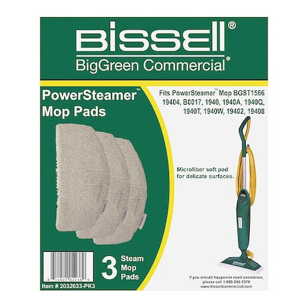 12 in Pad, 0.25 oz Dry Wt, White, Microfiber, PK3