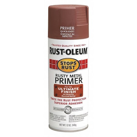 Spray Paint, Rusty Metal, Primer, Solvent, 12 oz