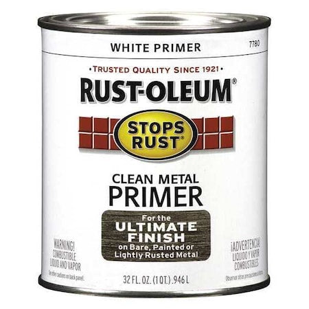 Interior/Exterior Paint, Primer, White, 1 qt