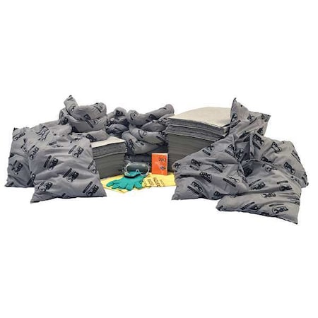 Spill Kit Refill, 63 gal Volume Absorbed per Kit, 65 gal Capacity, Refill, Gray