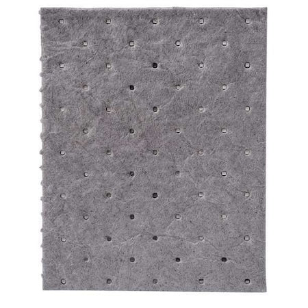 Sorbent Pad, 5 gal, 7 1/2 in x 10 in, Universal, Gray, Polypropylene