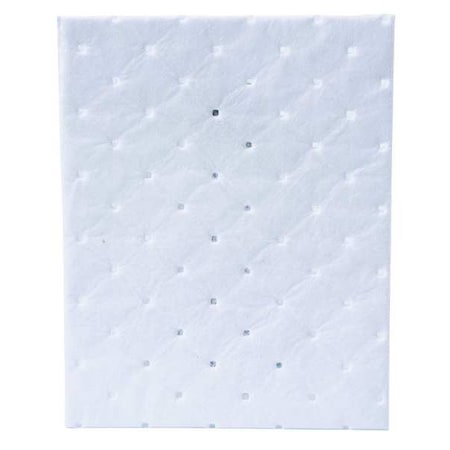 Sorbent Pad, 11 gal, 7 1/2 in x 10 in, Oil, White, 200 PK
