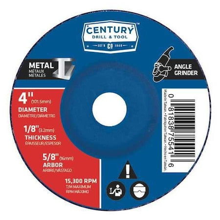 Abrasive Cut-Off Wheel, Type 27, 4 in Dia, 1/8 in Thick, 5/8 in Arbor Hole Size, Aluminum Oxide