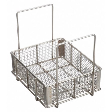 Rectangular Parts Washing Basket, #4 Mesh Size, Stainless Steel, Silver