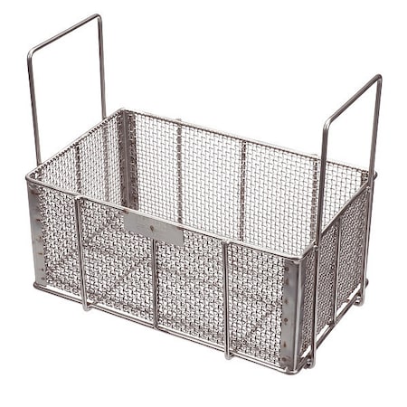 Rectangular Parts Washing Basket, #4 Mesh Size, Stainless Steel, Silver
