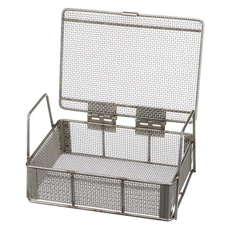Rectangular Parts Washing Basket, #10 Mesh Size, Stainless Steel, Silver