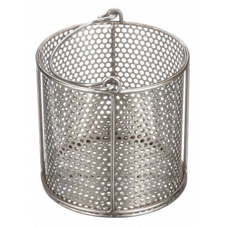 Round Parts Washing Basket, #4 Mesh Size, Stainless Steel, Silver