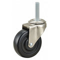Stem Caster, 2 1/2"dia, Rubber, 75lb