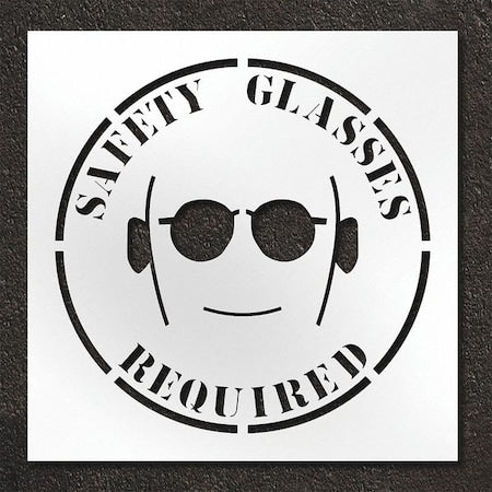 Pavement Stencil, Safety Glasses Required, STL-108-14810