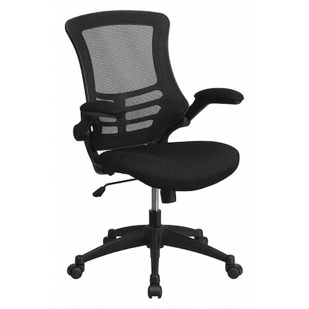 Mesh Task Chair, 20 3/4-, Padded Flip-up, Back, Seat, Frame: Black