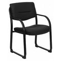 Contemporary Executive Side Reception Chair, Black Seat, Black Back, 23" W 24-1/2" L 34" H, Curved
