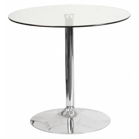 Round Cafe Table, 31.5" W, 31.5" L, 29" H, Glass Top, Clear