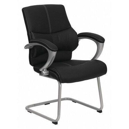 Contemporary Side Reception Chair, Black Seat, Gray Back, 25 1/4" W 27-1/2" L 38-3/4" H