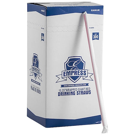 Red, Giant Straws, Paper Wrapped, 10.25", PK1200