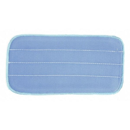Flat Mop Pad, Hook-and-Loop Connection, Blue, Microfiber, PK12, 2504-SPH-MFP-11BS