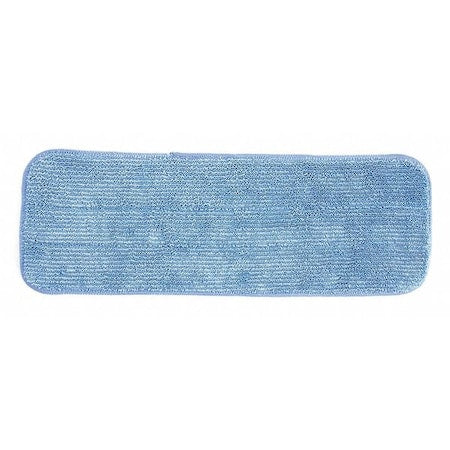 Flat Mop Pad, Hook-and-Loop Connection, Blue, Microfiber, PK12, 2504-SPH-MFP-16B