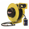 Cord Reel With Hand Lamp, Spring Retracted, NEMA 5-20R, 12 AWG, Yellow Reel Color, 75 ft Length