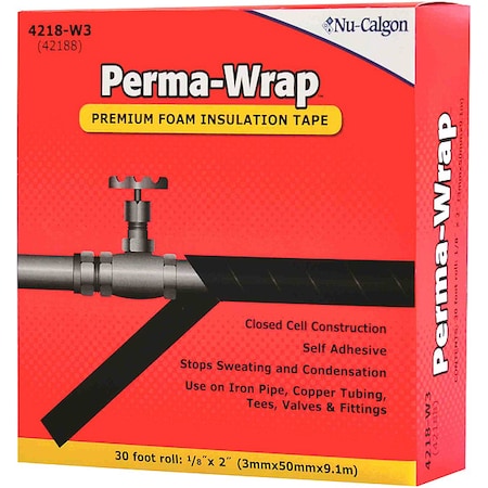 Foam Tape, 2 in W, 30 ft L, 1/8 in, Foam