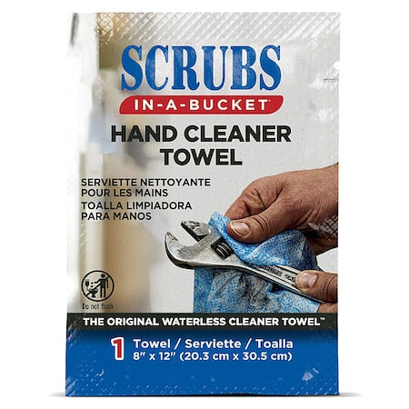 Hand Cleaning Towels, 8 in x 12 in, Scrubs-in-a-Bucket, 100 Packets, Aloe/Vitamin E, Citrus