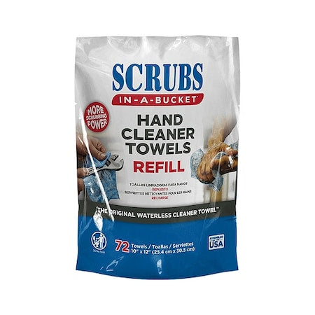 SCRUBS Hand Cleaning Towels Refill, 72 Wipes per Container, Packet, Aloe, Citrus, 10 in x 12 in