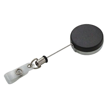 Badge Reel, Black/Chrome, Steel Cord, 3/4"