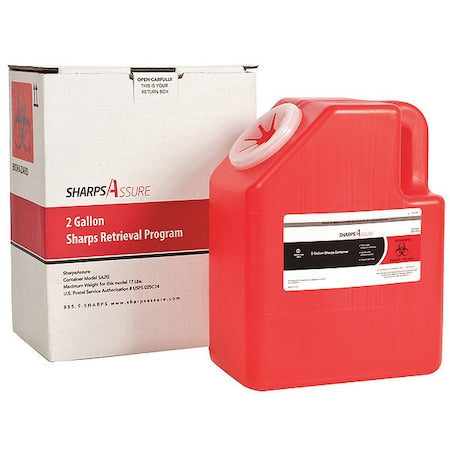 Sharps Container, 28 gal., Red, Snap Lid