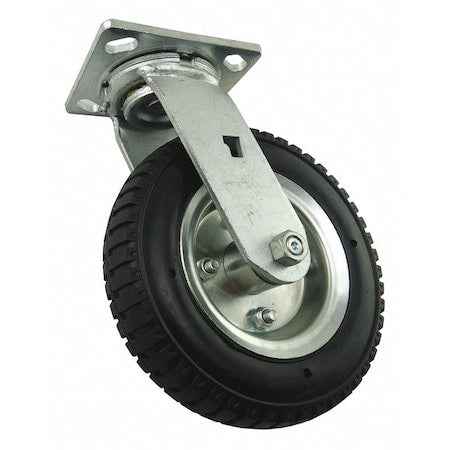 Plate Caster, Swivel, Rubber, 9 1/2"H