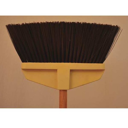 Brown upright broom, coarse 13" sweep, 54" wood handle