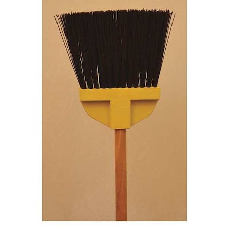 Brown lobby broom, not flagged, hardwood handle