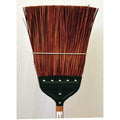 Metal cap upright broom, natural stiff bristles, hardwood Handle