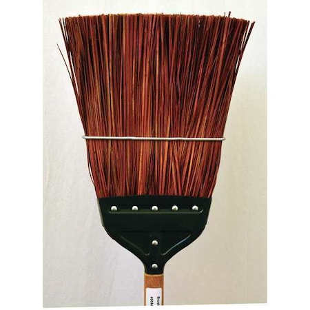 Metal cap upright broom, natural stiff bristles, hardwood Handle