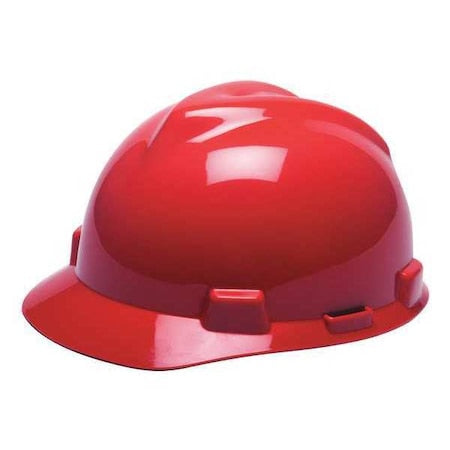 Hard Hat, V-Gard, Polyethylene, 4-Point Point One-Touch, Type 1, Class E, Red