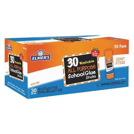 Washable Glue Sticks, 0.77oz., White, PK30