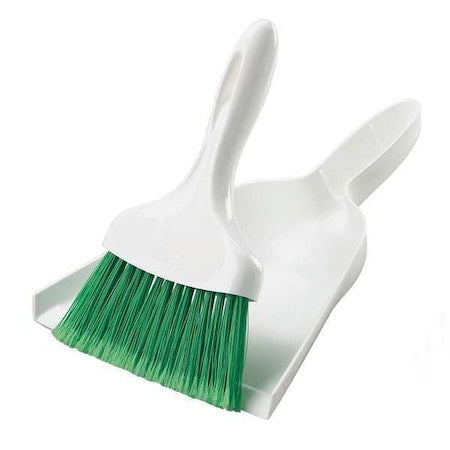 Libman Dust Pan w/ Whisk Broom, 10" Wx2.5" deep, White