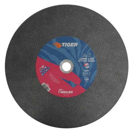 Abrasive Cut-Off Wheel, Type 1, 14 in Dia, 0.125 in Thick, Aluminum Oxide