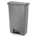 Slim Jim Step-On 18 gal Rectangular Slim-Profile Plastic Can, Gray, Foot Pedal, Plastic, 13 in
