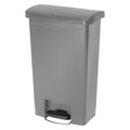 Slim Jim Step-On 13 gal Rectangular Slim-Profile Plastic Can, Gray, Foot Pedal, Plastic, 12 1/8 in