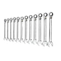 12 Piece 72-Tooth 12 Point Reversible Ratcheting Combination Metric Wrench Set