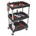 Mechanics Three-Shelf Cart, Black, Aluminum, 22-3/4 in W x 18 in D x 32 in H