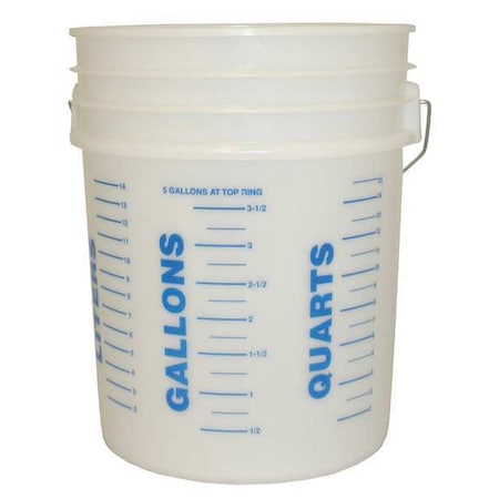 Mixing Bucket, 11 7/8 in W x 15 in L, 5 gal, Translucent, Plastic
