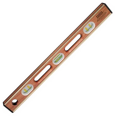 Box Level, Brass/Mahogany, 48 in L, 6 Vials