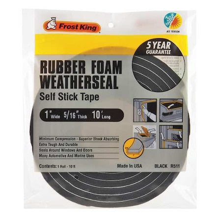 Foam Tape, Black, 3-3/8 yd L, 1 in W