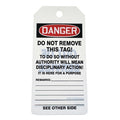 Tag, Danger, PVC, 6 1/4 in H x 3 in W, White, Rectangle, 100 PK