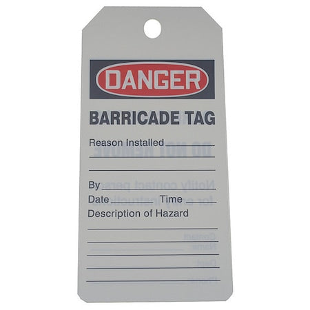 Danger Tag By The Roll, Lockout Tagout, Cardstock, 6 1/4 in H x 3 in W, White, Rectangle, 250 PK