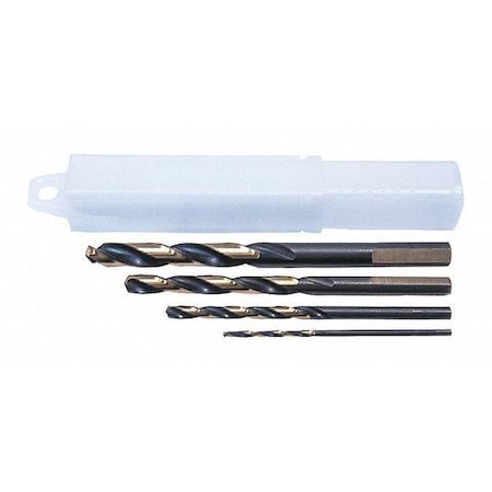 4PC 135 Degree Heavy-Duty Mechanics Length Drill Set Cle-Line 1875R Black & Gold HSS 1/16-1/4